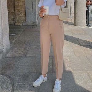 ZARA High-Waisted Pant Taupe Brown
